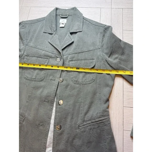 J Jill Sage Green Long Sleeve Embossed Cotton‎ Blazer W/ Pockets. Lightweight. S - Picture 6 of 10